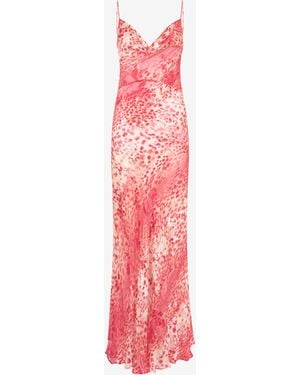 Roberto Cavalli Long Dress With Jaguar Skin Print - Pink