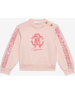 Roberto Cavalli Felpa Con Monogram Rc Cheetah Skin - Rosa