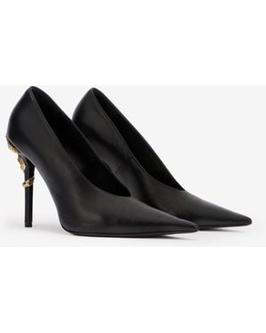 Roberto Cavalli Serpentine Leather Pump - Black