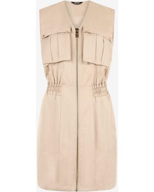 Roberto Cavalli Mini Dress With Utility Pockets - Natural