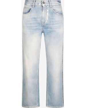 Roberto Cavalli Light Wash Jeans With Monogram Rc - Blue