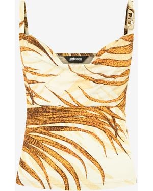 Roberto Cavalli Golden Palm Print Top - Metallic