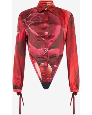 Roberto Cavalli Abstract-Print Bodysuit - Red