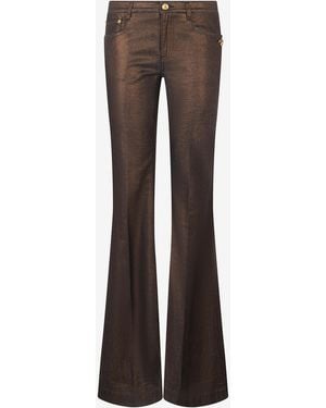 Roberto Cavalli Bronze And Flared Jeans - Brown