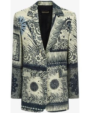 Roberto Cavalli Bandana Print Blazer - Green
