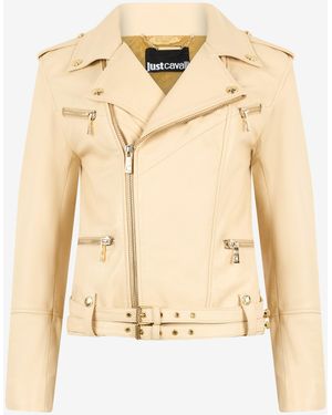 Roberto Cavalli Giacca Con Logo Borchie - Neutro