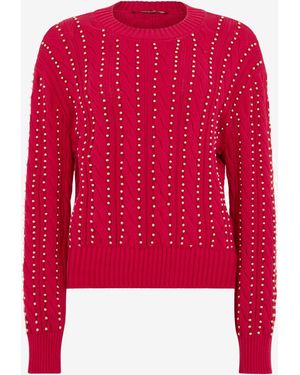 Roberto Cavalli Studded Cable-Knit Sweater - Red