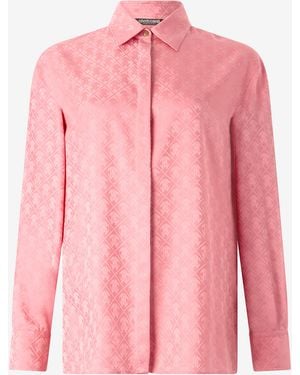 Roberto Cavalli Shirt-Blend Shirt With Mirror Snake Monogram Print - Pink