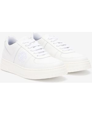 Roberto Cavalli Zapatilla Blanca Con Monogram Rc Bordado - Multicolor