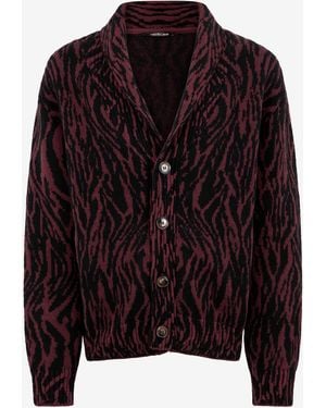 Roberto Cavalli Animalier Print Wool Blend Cardigan - Multicolor