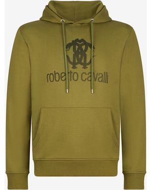 Roberto Cavalli Sweatshirt Hoodie With Logo - Green