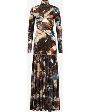 Roberto Cavalli Rusty Stain Print Dress Maxi - White