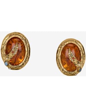Roberto Cavalli Amber-Effect Clip-On Earrings - Multicolor