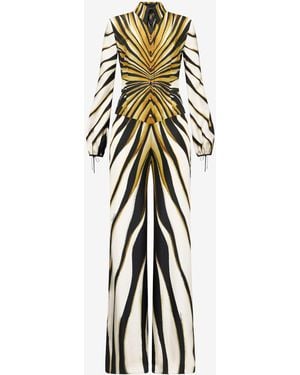 Roberto Cavalli Ray Of Print Silk Jumpsuit - White