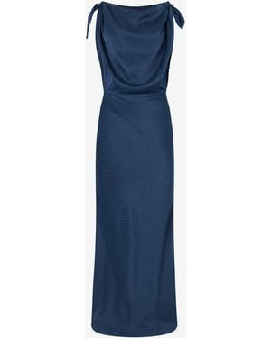 Roberto Cavalli Long Dress With Snake Print - Blue