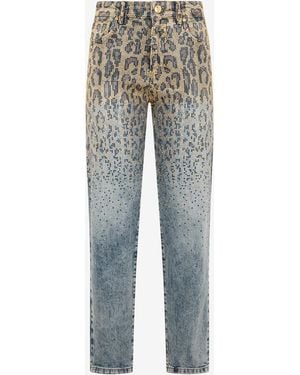 Roberto Cavalli Denim Jeans With Gradient Rhinestone Effect - Blue