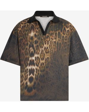 Roberto Cavalli Jaguar Print Polo Shirt - Multicolour
