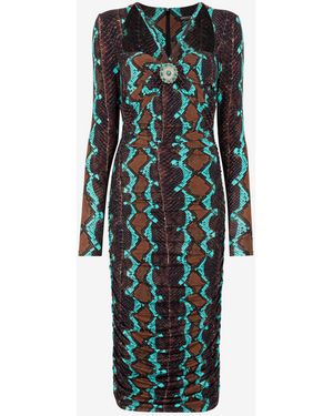 Roberto Cavalli Snakeskin-Print Midi Dress - Multicolor
