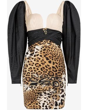 Roberto Cavalli Leopard Print Mini Dress - Black