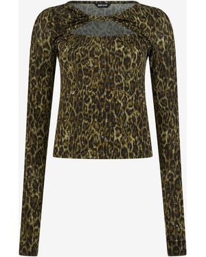 Roberto Cavalli Leopard Skin Print Top With Cut-Out - Green