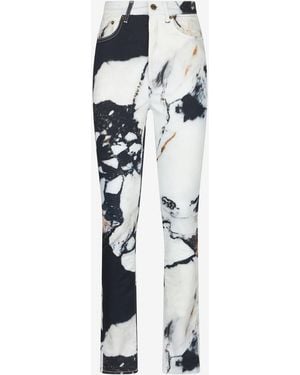 Roberto Cavalli Skinny Trousers With Marble Print - White
