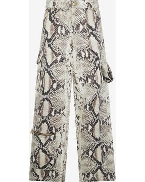 Roberto Cavalli Rock Cargo Jeans With Python Print - Multicolor