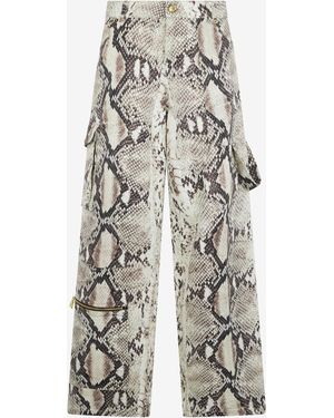 Roberto Cavalli Rock Cargo Jeans With Python Print - Multicolour