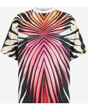 Roberto Cavalli Ray Of Paradise Print Silk T-Shirt - Red