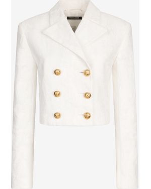 Roberto Cavalli Wall Print Cropped Jacket - Natural