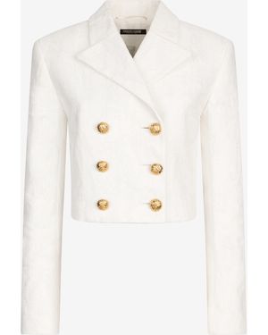 Roberto Cavalli Wall Print Cropped Jacket - Natural