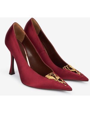 Roberto Cavalli Burgundy Court Shoes With Leaf Insert - Red