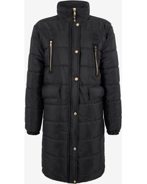 Roberto Cavalli Giacca Nera Piumino Lungo Collo Alto - Nero