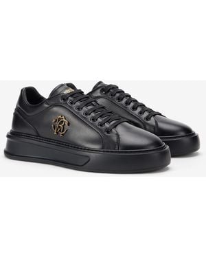 Roberto Cavalli Sneakers With Logo Emblem - Schwarz