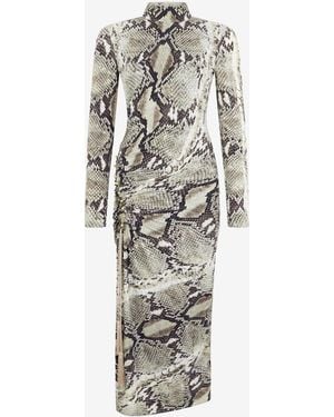 Roberto Cavalli Midi Dress With Python Print - White