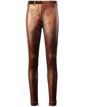 Roberto Cavalli Metallic Stretch Lurex Solid Trousers - Rojo