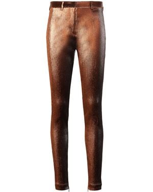Roberto Cavalli Metallic Stretch Lurex Solid Pants - Red
