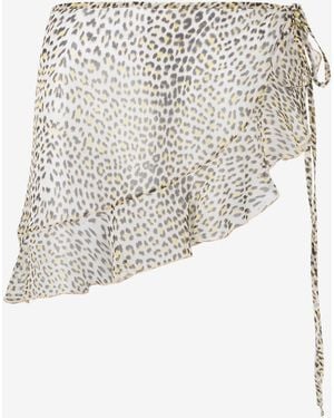 Roberto Cavalli Pareo De Seda Con Estampado Baby Jaguar - Blanco