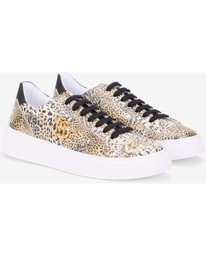 Roberto Cavalli Zapatilla Con Estampado De Leopardo Y Monogram Rc - Multicolor