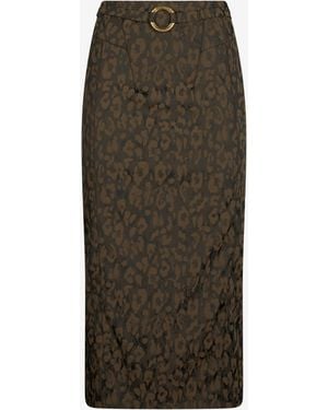 Roberto Cavalli Leopard Print Midi Skirt - Green