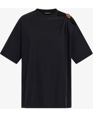Roberto Cavalli T-Shirt With Monogram Rc Detail - Black