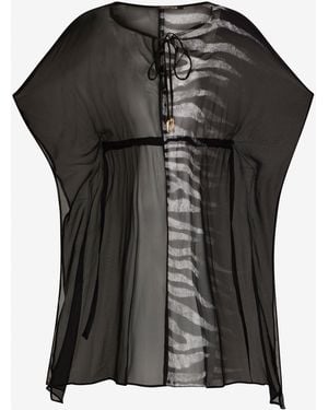 Roberto Cavalli Caftán Estampado Zebra - Negro