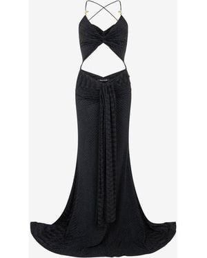 Roberto Cavalli Serpentine Print Maxi Dress - Black