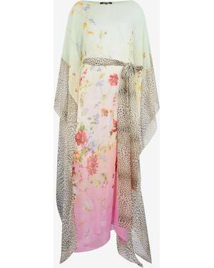 Roberto Cavalli Miami Flowers Silk Kaftan - White