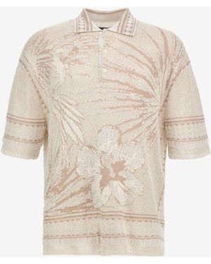 Roberto Cavalli Polo Shirt With Embroidery - Natural