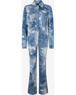 Roberto Cavalli Mono De Denim Patchwork - Azul