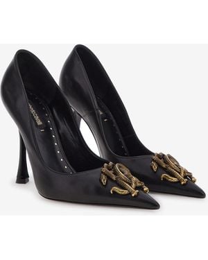 Roberto Cavalli Décolleté With Monogram Mirror Snake - Black