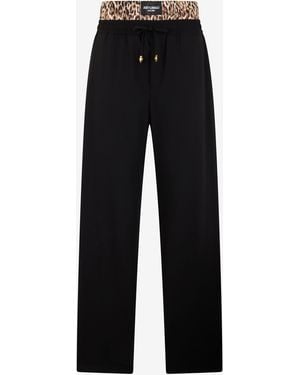 Roberto Cavalli Leopard Skin Waist Sweatpants - Black