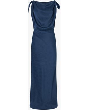 Roberto Cavalli Long Dress With Snake Print - Blue