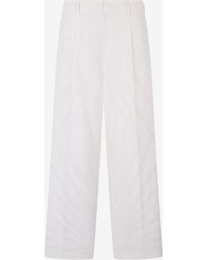Roberto Cavalli Trousers With Ray Print - White