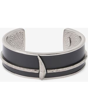 Roberto Cavalli And Palladium Rigid Bracelet With Fang - Gray